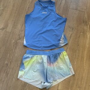 Women’s Nike dri fit tank top and brief lined shorts